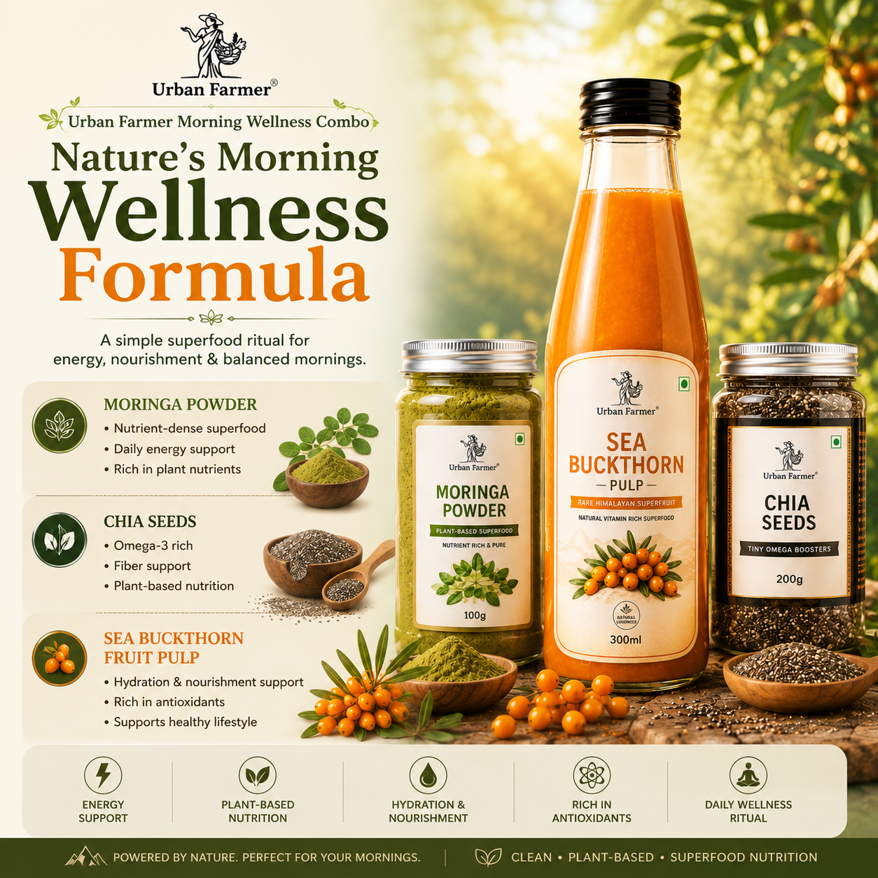 Morning Ritual Bundle | Moringa, Chia & Sea Buckthorn Fruit Pulp