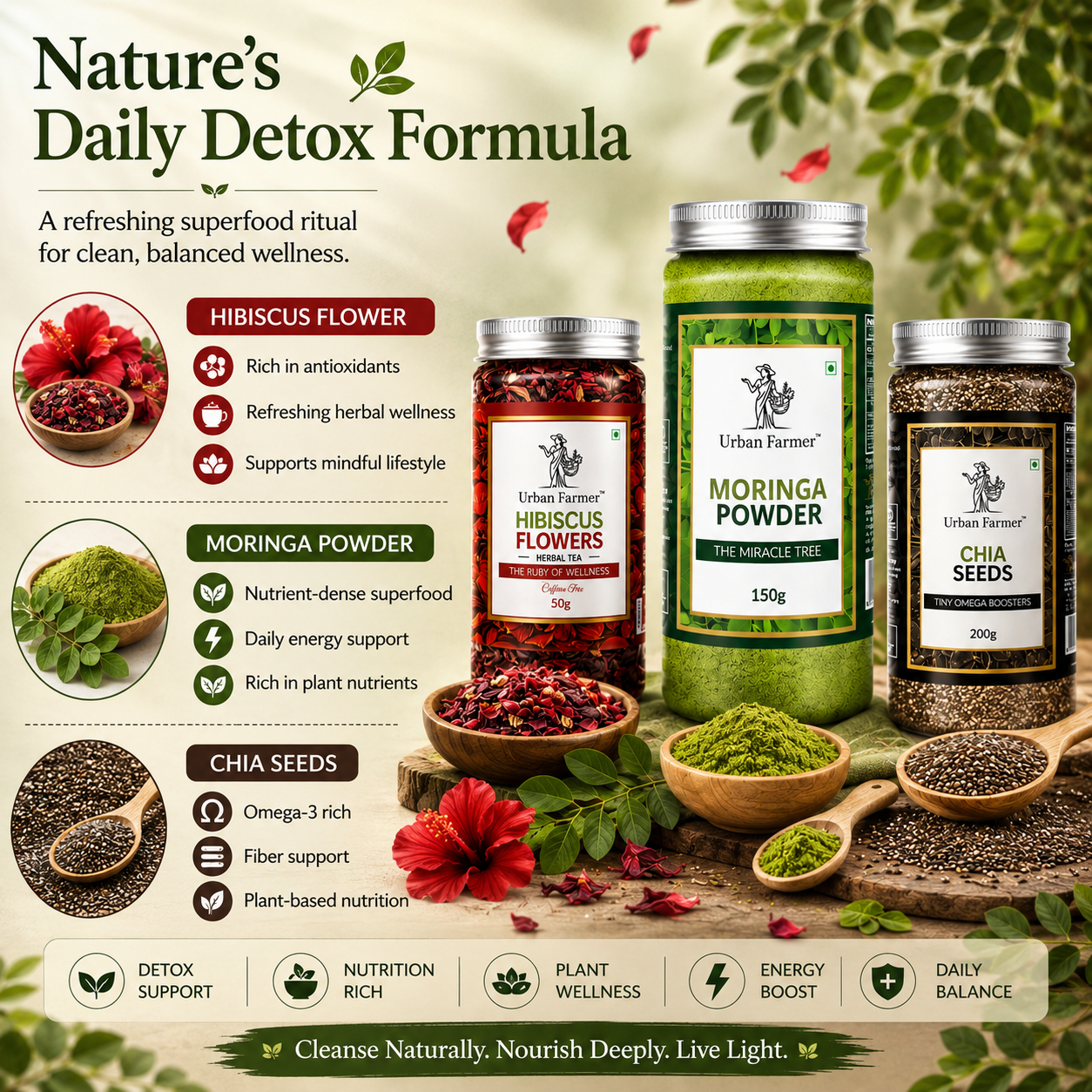 Detox & Cleanse Ritual | Hibiscus, Moringa & Chia Wellness Bundle