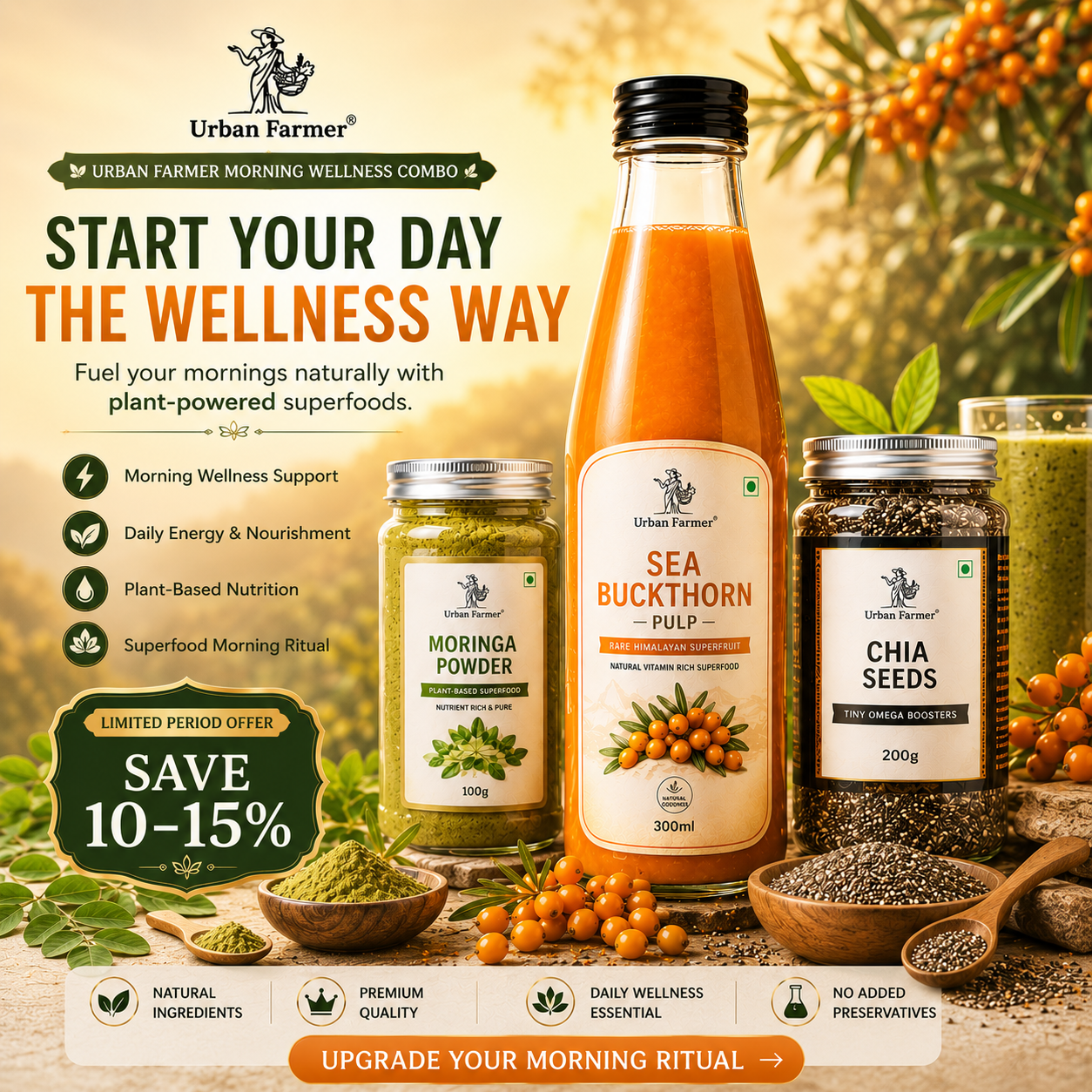 Morning Ritual Bundle | Moringa, Chia & Sea Buckthorn Fruit Pulp