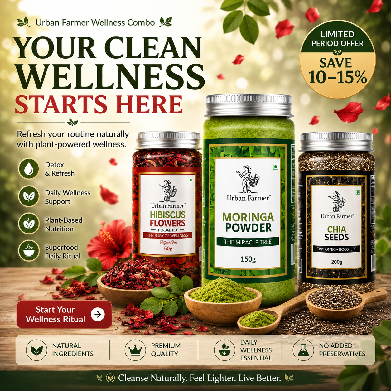Detox & Cleanse Ritual | Hibiscus, Moringa & Chia Wellness Bundle