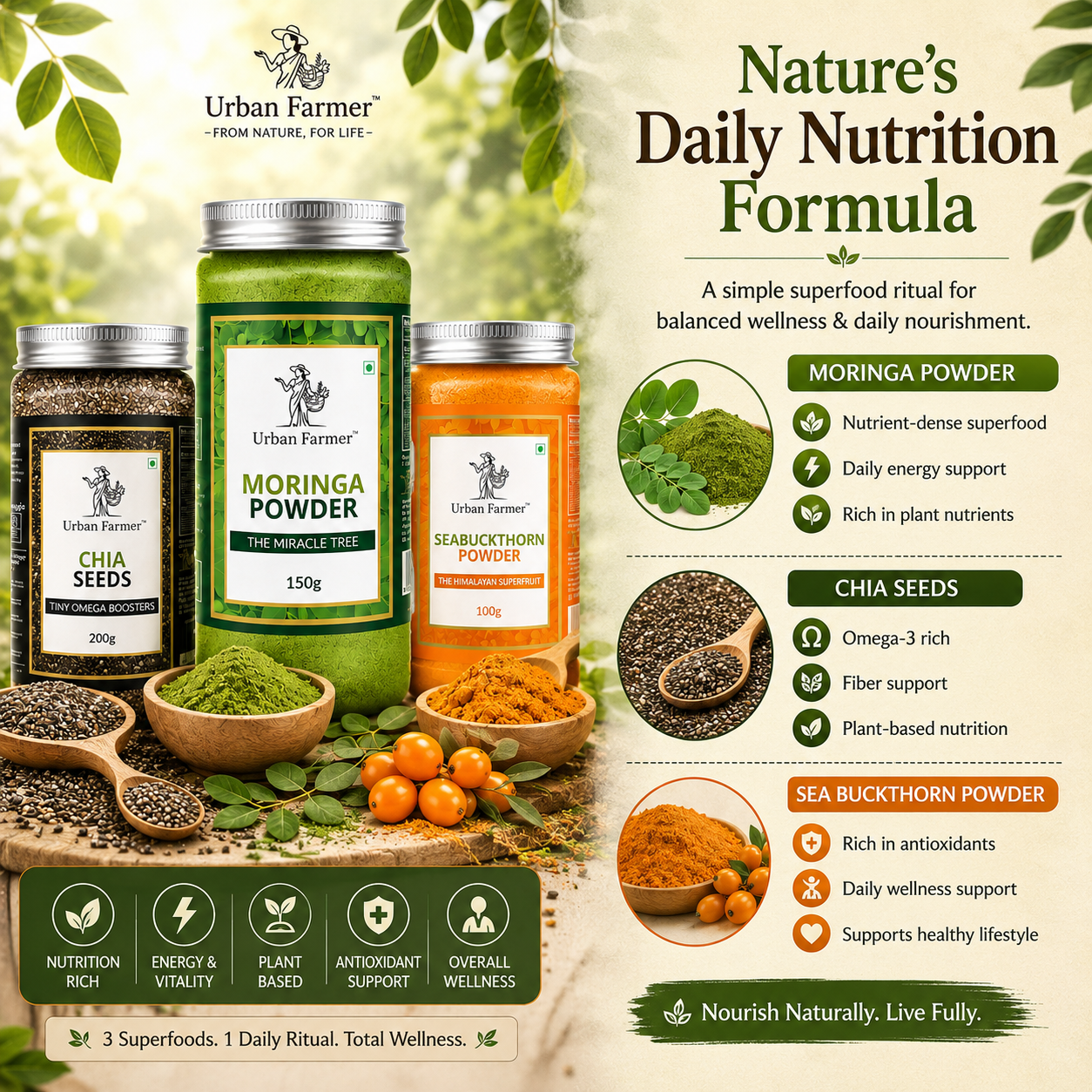 Daily Wellness Starter Kit | Moringa, Chia & Sea Buckthorn Superfood Bundle