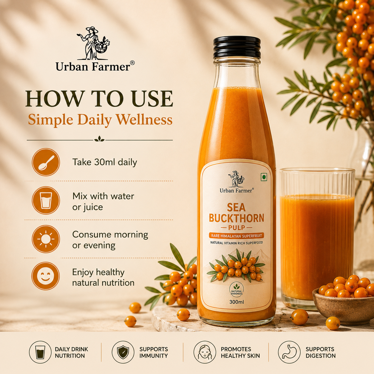 Premium Sea Buckthorn Fruit Pulp | Himalayan Superfruit Puree for Daily Wellness